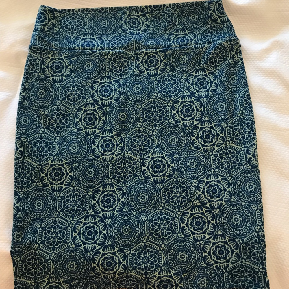 Blue patterned skirt
